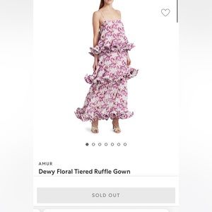 Dewy Floral Tiered Ruffle Gown